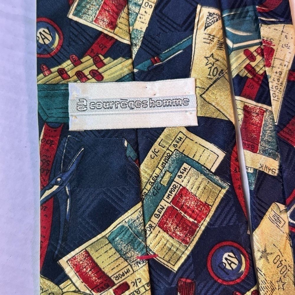 Mens Tie Bank Financial Advisor 58.5" long and 4" wide Italian Silk Screen Print - Picture 6 of 8